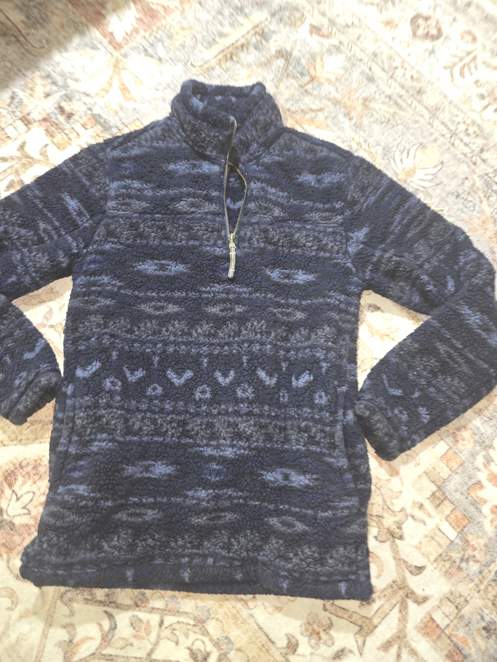 Navy Patterned Half-Zip Sweater Unisex